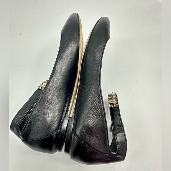 Vera Wang lavender black leather flats with rhinestone ankle strap size 7 - Picture 11 of 11